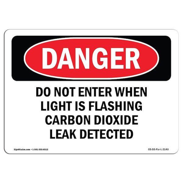 OSHA Sign, 7" Height, 10" Wide, Aluminum, Do Not Enter When Light Is Flashing Carbon, Landscape